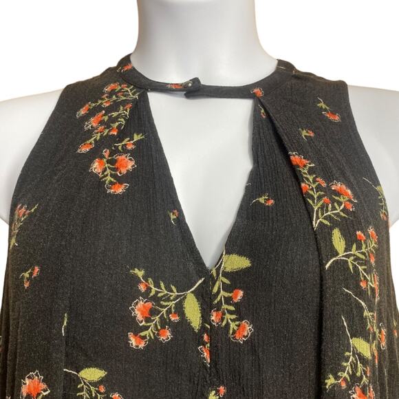 FREE PEOPLE snap out of it black floral sleeveless mini dress with pockets - XS - Picture 6 of 15